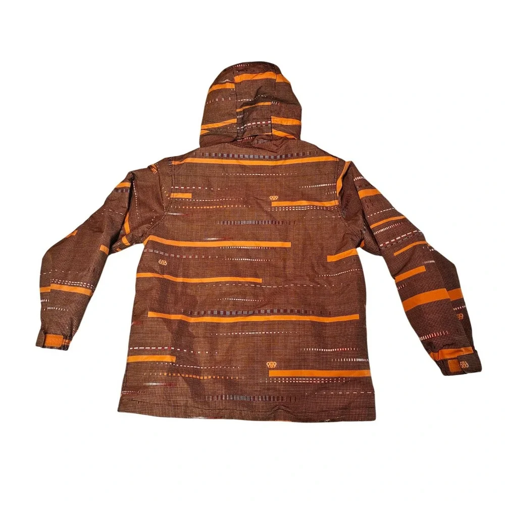 686 Smarty InfiDRY Youth Boys XL Snowboard Jacket Brown Orange Geometric Stripe